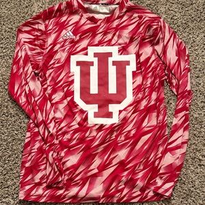 Adidas Red and White Patterned Long Sleeve
